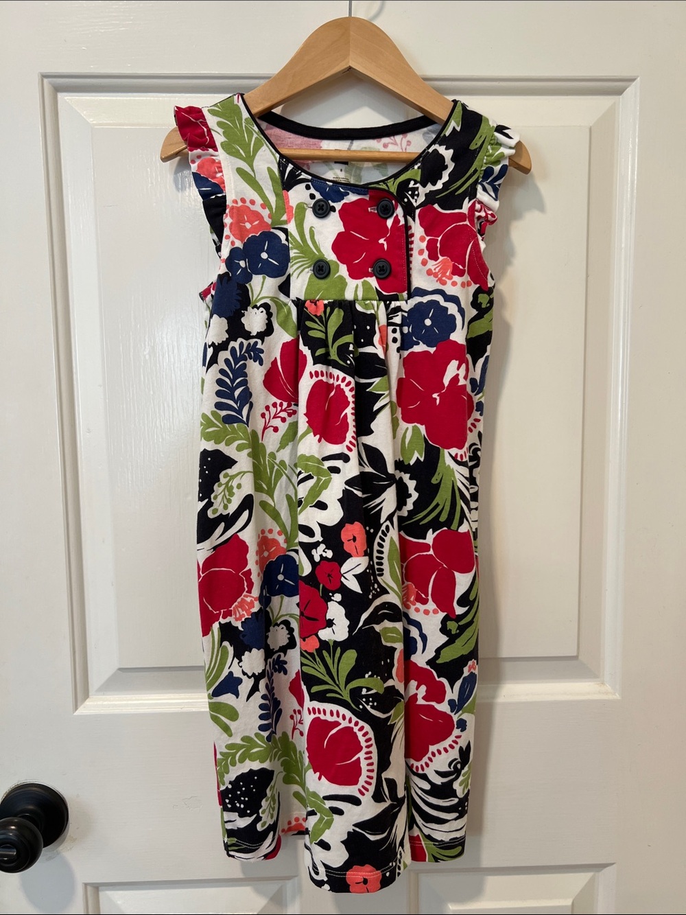 Tea Collection Red & Navy Floral Button-Front Summer Dress